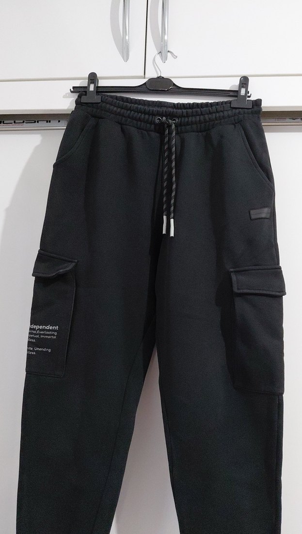 Erkek Siyah Kısa Paça Kemerli Spor Eşofman - Görsel 4