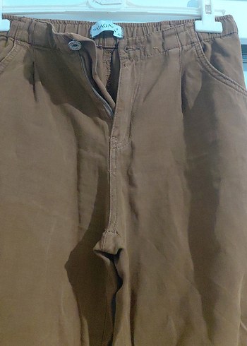 Kahverengi Süet Bol Kesim Pantolon - Görsel 3