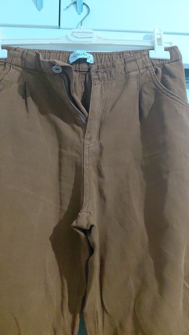 Kahverengi Süet Bol Kesim Pantolon - Görsel 3