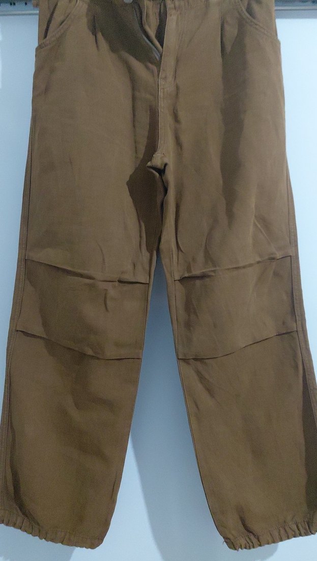 Kahverengi Süet Bol Kesim Pantolon - Görsel 2