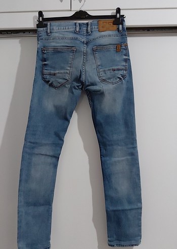 Düğmeli Mavi Erkek Kot Pantolon - Görsel 4