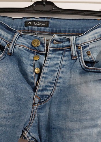 Düğmeli Mavi Erkek Kot Pantolon - Görsel 3