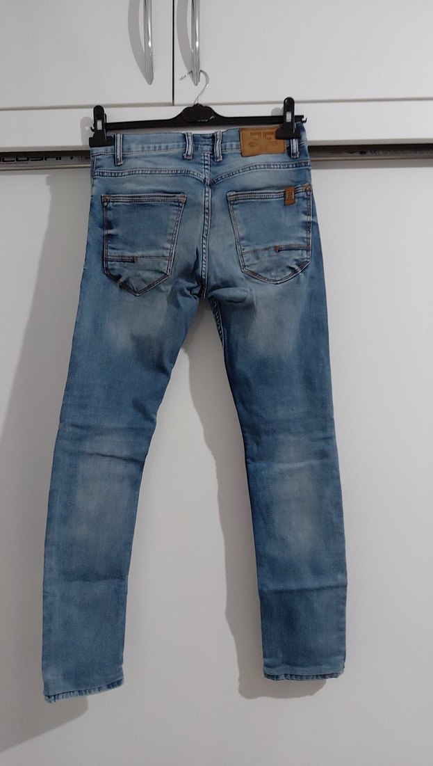 Düğmeli Mavi Erkek Kot Pantolon - Görsel 4