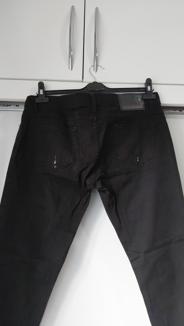 Siyah Kemerli Regular Fit Denim Pantolon - Görsel 3