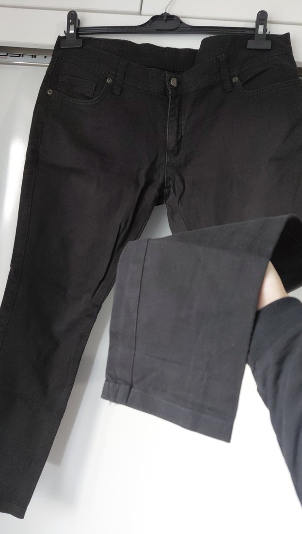 Siyah Kemerli Regular Fit Denim Pantolon - Görsel 2