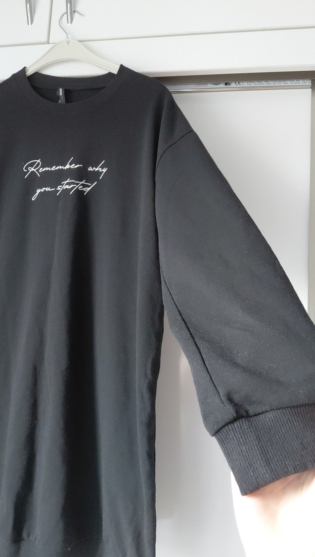 Siyah Uzun Kollu Baskılı Sweatshirt Elbise - Görsel 2