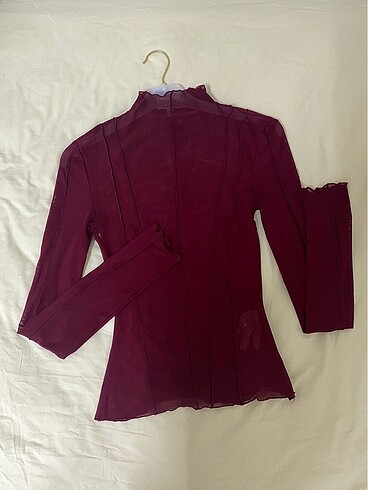 xs Beden bordo Renk Transparan body bluz