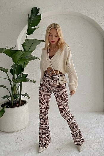 Kadın zebra desenli pantolon