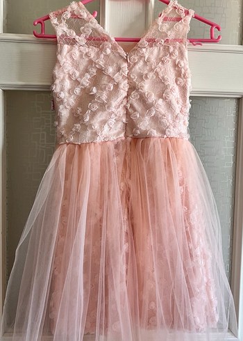 Dantel Detaylı Pembe Kız Elbisesi - Görsel 5