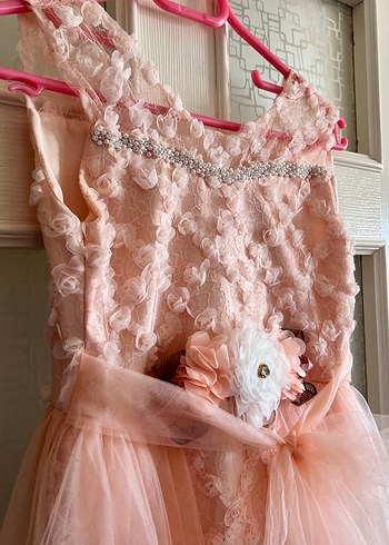 Dantel Detaylı Pembe Kız Elbisesi - Görsel 3