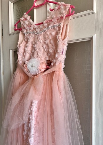 Dantel Detaylı Pembe Kız Elbisesi - Görsel 4