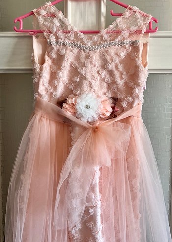 Dantel Detaylı Pembe Kız Elbisesi - Görsel 2