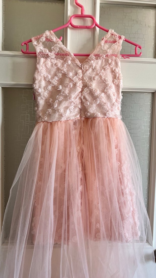 Dantel Detaylı Pembe Kız Elbisesi - Görsel 5