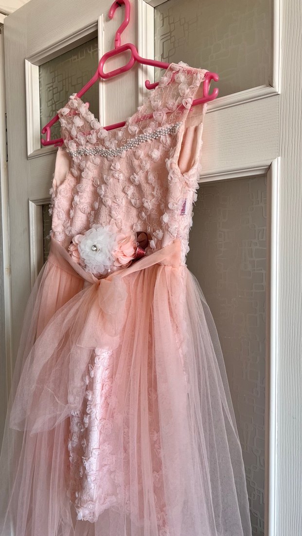 Dantel Detaylı Pembe Kız Elbisesi - Görsel 4