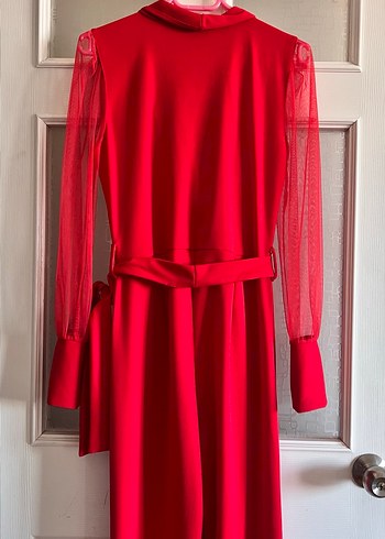 Kırmızı Uzun V Yaka Tulum - Görsel 5