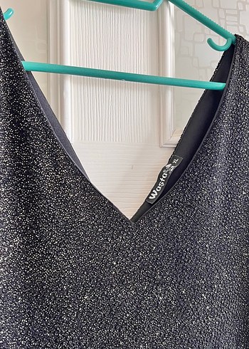 Siyah Drapeli V Yakalı Midi Elbise - Görsel 5