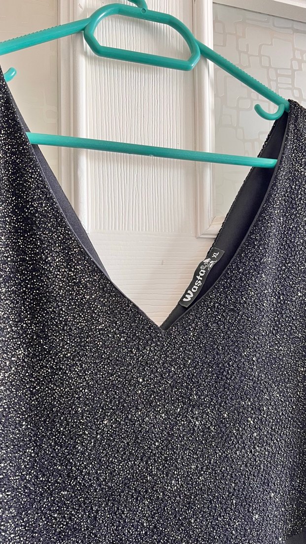 Siyah Drapeli V Yakalı Midi Elbise - Görsel 5