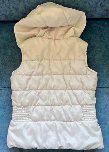 Kız Çocuk Kapüşonlu Beyaz Yelek - Görsel 2