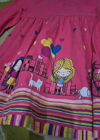 Pembe Uzun Kollu Kız Çocuk Elbise - Görsel 2