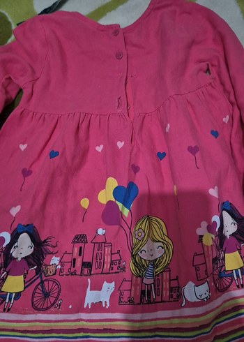 Pembe Uzun Kollu Kız Çocuk Elbise - Görsel 5