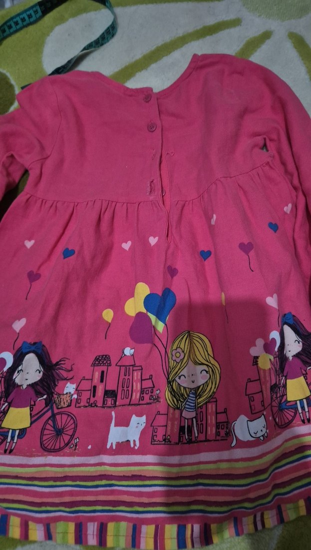 Pembe Uzun Kollu Kız Çocuk Elbise - Görsel 5