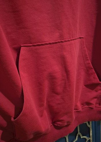 Kapüşonlu Kırmızı Unisex Sweatshirt - Görsel 3