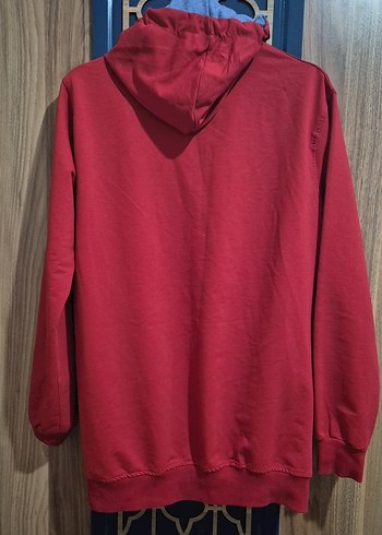 Kapüşonlu Kırmızı Unisex Sweatshirt - Görsel 5