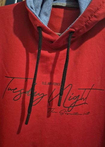 Kapüşonlu Kırmızı Unisex Sweatshirt - Görsel 2