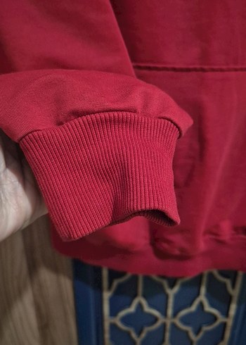 Kapüşonlu Kırmızı Unisex Sweatshirt - Görsel 4