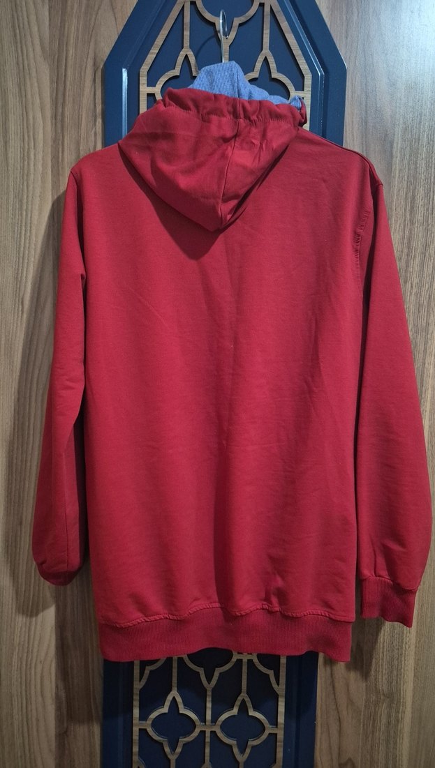 Kapüşonlu Kırmızı Unisex Sweatshirt - Görsel 5