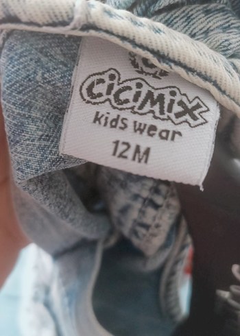 9-12 Ay Beden Kız Çocuk buz mavisi Denim Fırfırlı Elbise