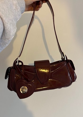 remington bordo rugan Kadın Omuz Çantası - Görsel 2