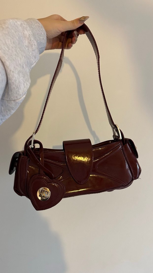 remington bordo rugan Kadın Omuz Çantası - Görsel 2