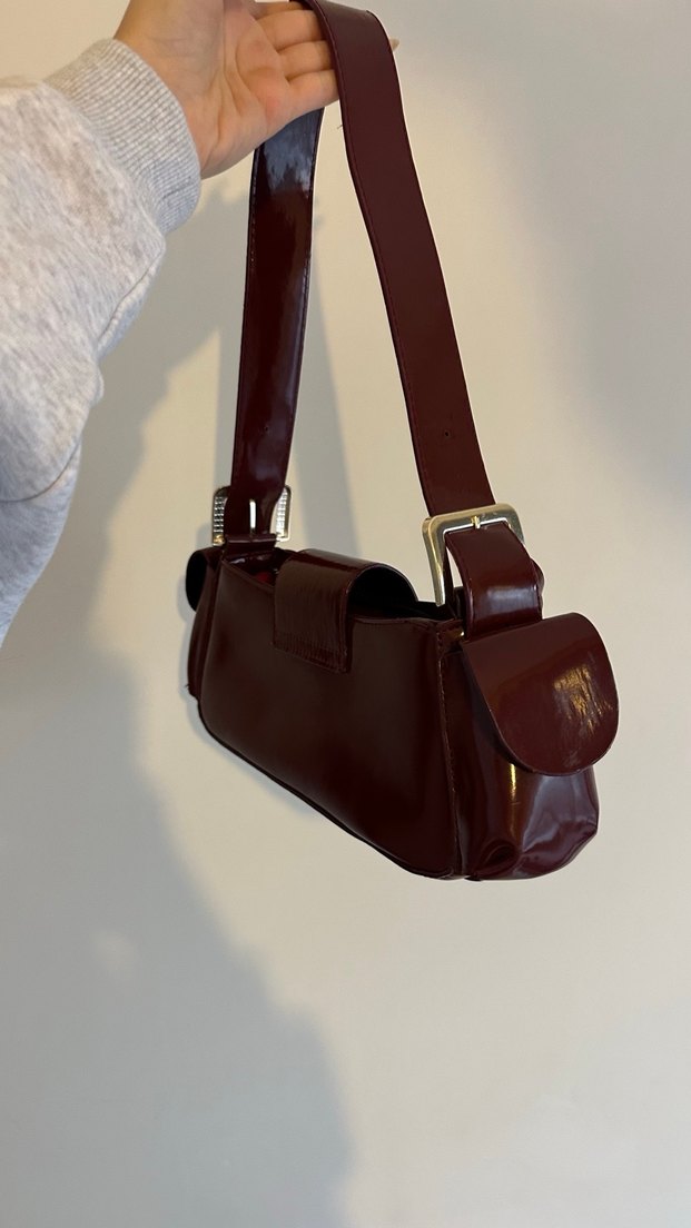 remington bordo rugan Kadın Omuz Çantası - Görsel 3