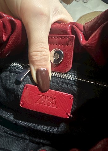 Zara Kırmızı Kadın rugan Omuz Çantası - Görsel 3