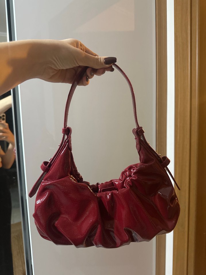 Zara Kırmızı Kadın rugan Omuz Çantası - Görsel 2