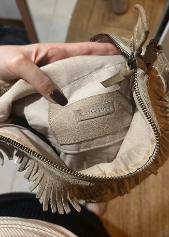 Zara Trafaluc Püsküllü Bej Süet Bohem Kadın Çanta - Görsel 3