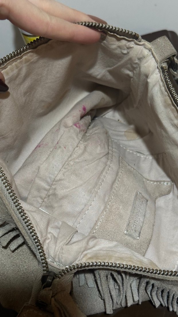 Zara Trafaluc Püsküllü Bej Süet Bohem Kadın Çanta - Görsel 4