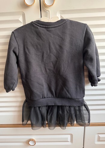 H&M H&M tütü Siyah Uzun Kollu Krep Elbise Tül Detaylı