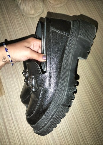 39 Beden siyah Renk marjin Kadın Siyah Yılan Desenli Platform Topuklu Loafer