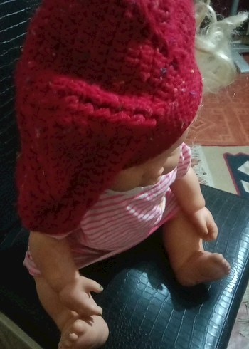 Kırmızı Kadın Örgü Bere - Görsel 2