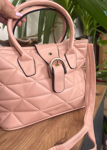 Pembe Deri Tokalı Kadın Çanta - Görsel 3