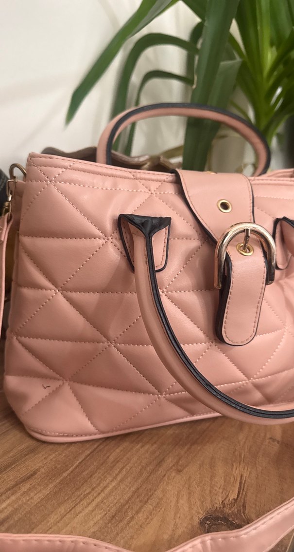 Pembe Deri Tokalı Kadın Çanta - Görsel 2