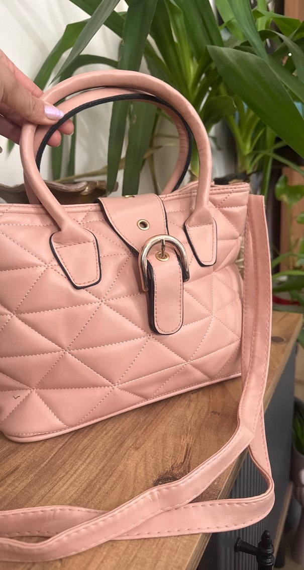 Pembe Deri Tokalı Kadın Çanta - Görsel 3