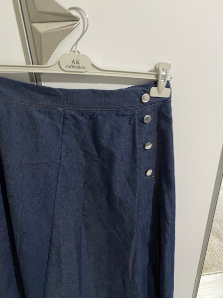 Lacivert Kadın Midi Denim Etek - Görsel 2