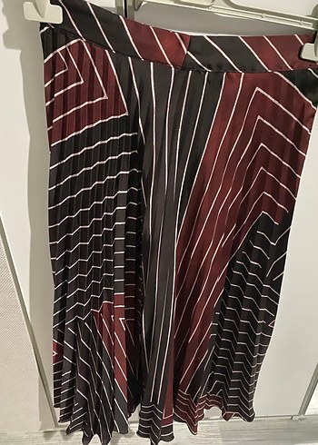 Bordo Pilili Midi Etek - Görsel 3