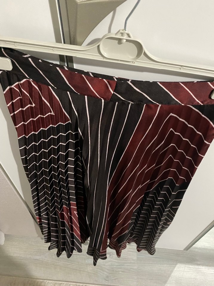 Bordo Pilili Midi Etek - Görsel 2