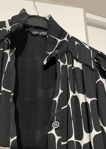 Desenli, Düğmeli Siyah elbise - Görsel 3