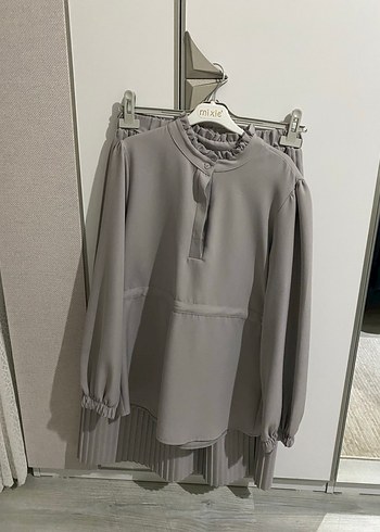 Gri Midi Piliseli Kadın Etek - Görsel 4