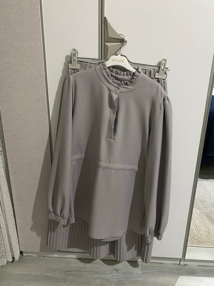 Gri Midi Piliseli Kadın Etek - Görsel 4